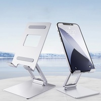 Support de téléphone portable en aluminium portable, nouvelle conception, réglable en hauteur, doublement pliable, support de bureau pour smartphone