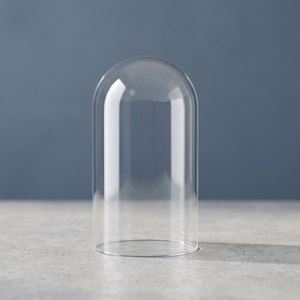 G021-32-35-A 45x75 mm. Cúpula de Cristal para Exhibición con Asa Superior de Diamantes y Base Dorada Escalonada - Product Image 1