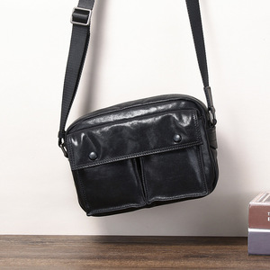 Genuine Leather Men's Messenger <b>Bag</b> <b>Small</b> <b>Black</b> Durable Crossbody <b>Bag</b> Everyday Outfits - Product Image 4