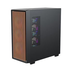 Lovingcool Diseño popular Estuche para juegos de vidrio templado ATX Torre completa Gabinete para juegos <span class=keywords><strong>PC</strong></span> Estuche para computadora con panel frontal de madera - Product Image 2