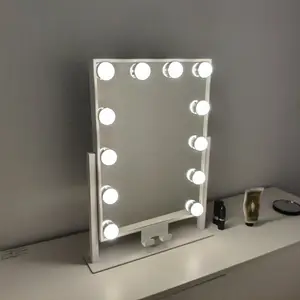 터치 센서와 3 색 선택 메이크업 미러가있는 할리우드 허영 장식 거울