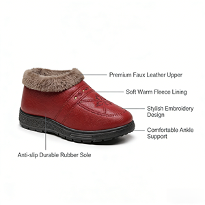Botas de Nieve Antideslizantes para Mujer, Punta Cerrada, Parte Superior de PU, Tacón Bajo, Suela de Goma, Cálidas, Cómodas, para Invierno y Exteriores - Product Image 4