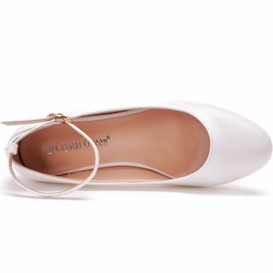 Sandales à talons carrés bas de <span class=keywords><strong>3</strong></span> <span class=keywords><strong>cm</strong></span>, escarpins de soirée, chaussures décontractées de bureau pour femmes, chaussures de mariage blanches pour femme - Product Image 4