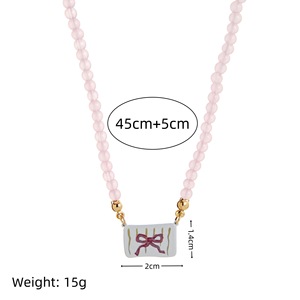สร้อยคอปลาทองสไตล์เรโทร |   สร้อยทอง 14K และจี้เซรามิก ลายเมฆทะเลและหัวใจ - Product Image 5