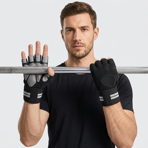 Unisex Leather Fingerless Lightweight Non-<b>Slip</b> Breathable for Closure Cycling Gym Weight Lifting Sports Fitness Gloves - Product Image 1