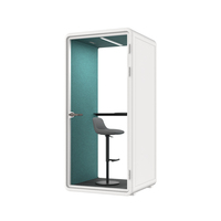 Cabines de bureau insonorisées fabriquées par panneaux acoustiques en bois cloisons de bureau maison préfabriquée de luxe avec chaise ordinateurs