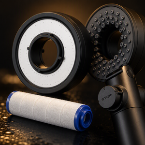 Cabezal <span class=keywords><strong>de</strong></span> ducha negro mate presurizado <span class=keywords><strong>de</strong></span> doble cara <span class=keywords><strong>de</strong></span> alta calidad con 3 modos <span class=keywords><strong>de</strong></span> baño Filtro <span class=keywords><strong>de</strong></span> algodón PP para accesorios <span class=keywords><strong>de</strong></span> baño - Product Image 3