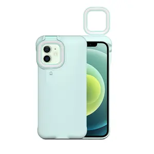 Phone Photo Led Flip Selfie Light Phone Case With Ring Light Flashing Front For iPhone 11 12 Pro Max Case