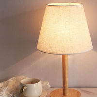 Lampe de table rétro vintage de style japonais avec base en bois classique E27 pour salle de lecture, chambre à coucher, chevet