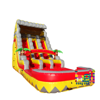 Toboggan gonflable à double voie avec piscine profonde Toboggan gonflable géant extérieur