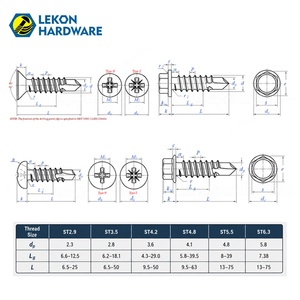 Vis autoperceuses de toiture LEKON DIN7504K sur mesure, vis à tête hexagonale avec rondelle, fournisseur de vis autoperceuses - Product Image 3