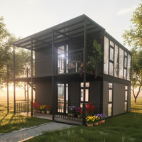 Maison préfabriquée avec énergie solaire, maison modulaire en conteneur, maison préfabriquée modulaire, fenêtre pleine hauteur pour villa, maison d'hôtes