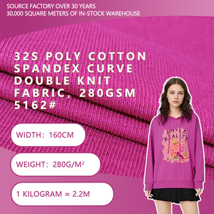 Tela de punto doble de polialgodón y spandex 32S, 160 cm de ancho, 280 g/m², elástica, teñida lisa, para sudaderas, camisetas y prendas de vestir. - Product Image 1