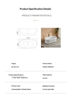 Baignoire autoportante ovale cannelée en acrylique, double isolation en fibre de verre, facile à nettoyer, avec drain central, pour hôtel, vente en gros OEM