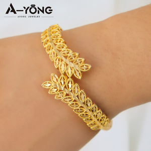 Độc Đáo Hồi Giáo 18K Vàng Mạ Đồng Vòng Tay Và Vòng Đeo Tay Thiết Lập Phụ Nữ Đồ Trang Sức Lá Vòng Đeo Tay Thiết Lập - Product Image 5