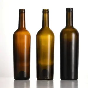 Botellas de copa de vino tinto cónico de 750ml de China vacías para uso de bebidas para manejo de superficie de serigrafía