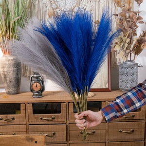 Hizyu moderne écologique décoration de la maison herbe de <span class=keywords><strong>pampa</strong></span> à 3 volets plancher de rose artificielle bouquet artificiel pots de fleurs jardinières - Product Image 2