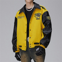 Veste de baseball en cuir PU de haute qualité avec patch brodé personnalisé en gros, style vintage, lettres