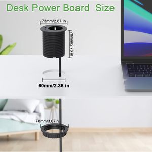 <span class=keywords><strong>Enchufe</strong></span> de escritorio de muebles de plástico Circular estándar de Reino Unido/EE. UU./UE, <span class=keywords><strong>enchufe</strong></span> de orificio de 2,36 pulgadas, toma de corriente empotrada con Cable de 2 m - Product Image 5