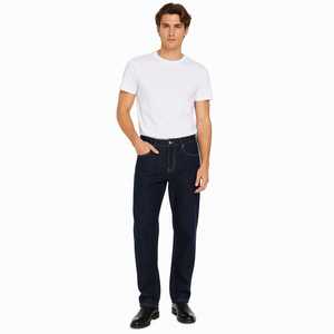 <span class=keywords><strong>Jeans</strong></span> de Mezclilla de Pierna Recta, Lavado Medio, Cintura Media, Corte Regular, Algodón, Estilo Vintage, Tejido, Casual, para <span class=keywords><strong>Hombre</strong></span>, Otoño Invierno - Product Image 3