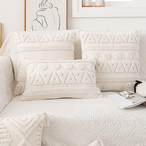 Farmhouse Throw <strong>Cushion</strong> <strong>Cover</strong> with Tassel, Cotton Tufted Throw <strong>Rectangular</strong> Pillow <strong>Cover</strong> - Product Image 2