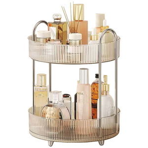 Rotating Cosmetic Storage Rack 2 Tier Acrylic Makeup Organizer For Bathroom Desk Skincare Products - Product Image 1