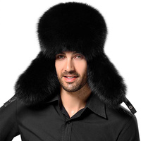 HZM-18268 Gorro de Piel Sintética para Hombre, Gorro de Invierno Cálido Estilo Ushanka, Gorro de Soldado Ruso, Gorro de Caza