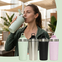 Shaker à protéines de qualité alimentaire, anti-fuite, en acier inoxydable 18/8, avec mélangeur