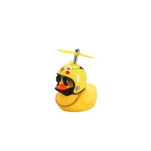 Cute Cartoon Yellow Little Duck Shape Bike Lights Bell Squeeze Horns For Toddler Children Cycling Rubber Duck Helmet Toys