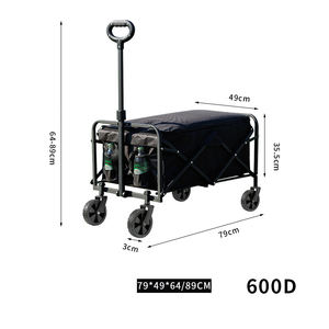 รถแวกอนพับได้สำหรับตั้งแคมป์รถเข็นตกปลากระเป๋าเก็บความเย็นกลางแจ้งชายหาดแบบพกพา - Product Image 3