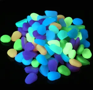 green purple color high polished glow in the dark landscaping stone garden park concrete photoluminescent driveway round pebbles