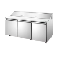 Table de travail électrique en acier inoxydable à refroidissement par air, congélateur vitrine à double porte, dégivrage automatique, écoénergétique A++, cuisine