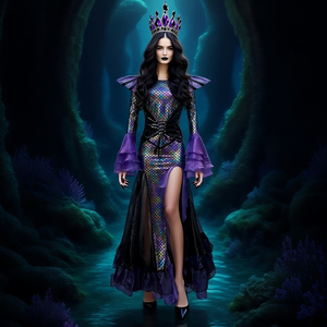 Disfraz de Sirena Oscura para Mujer, Halloween 2026, Vestido Largo de Cosplay para Personajes Tipo Echo - Product Image 1