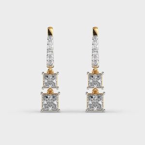 Pendientes de Diamantes Cultivados en Laboratorio con Corte Princesa de 1.10CT, Certificados por IGI, Chapados en Oro de 14K, con Pavé, Regalo de Compromiso, Boda, Fiesta, Joyería Fina - Product Image 6