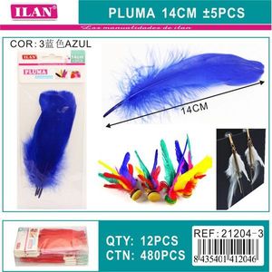 ขนนกสีน้ำเงิน ILAN Pluma ขนาด 14 ซม. สำหรับงานฝีมือและของตกแต่ง - Product Image 3