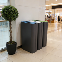 Grande poubelle publique intérieure en acier inoxydable à ouverture supérieure pour la tri sélectif des déchets, avec seau intérieur amovible et conception robuste