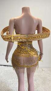 Ocstrade Vestidos Cortos de Lujo con Pedrería de Cristal para Graduación 2025 con Hombros de Borlas 3D y Cuello en V Minivestidos Sexis para Mujer para Fiesta y Club Nocturno - Product Image 6