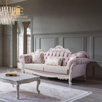 Canapé et fauteuil individuels de luxe en bois massif sculpté à la main, avec feuille d'or, et canapé 3 places