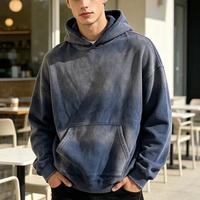Sweat à capuche court pour homme en molleton bouclette épais, rose délavé soleil, effet vieilli et déchiré, style vintage délavé à l'acide, haut de gamme, pour usage quotidien, vente en gros