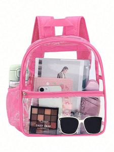 BESTELLA Clear PVC <b>Backpack</b> for <b>Students</b> Large Capacity Transparent with Zipper Side Pocket Simple Schoolbag Outdoor - Product Image 3