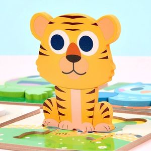 Jouet éducatif en bois, cadeau d'anniversaire pour enfants, puzzle à emboîter avec gâteaux, aliments, animaux, fruits et légumes à découper - Product Image 4