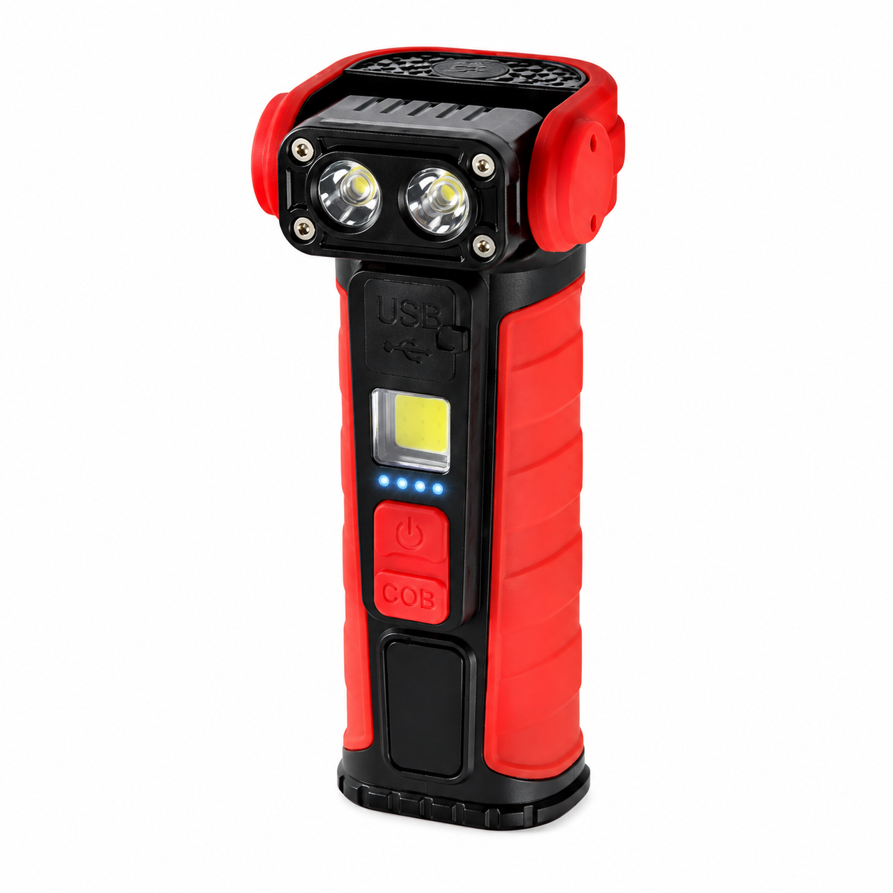 Rechargeable LED Work Light Spotlight COB White Red Flash Light USB Charging Emergency Inspection Lamp with Battery Indicator