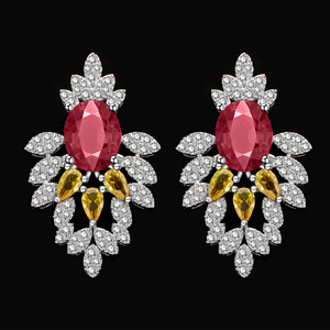 Ensemble de bijoux de mariage de luxe en argent plaqué, style bohème, entièrement serti de diamants, collier, boucles d'oreilles, bague, bracelet, zircon - Product Image 5
