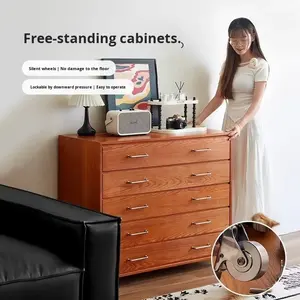 <span class=keywords><strong>Commode</strong></span> murale à cinq tiroirs en <span class=keywords><strong>bois</strong></span> massif, style rétro du milieu du siècle, pour chambre à coucher - Product Image 5