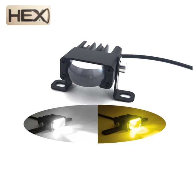 12V Auto Car LED Headlight Front Grille Fog LED Driving Lamp Dual Color Mini Projector Lens Lights Motorcycle Bumper Lighting
