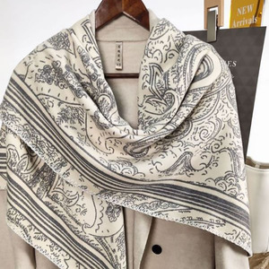 Écharpe carrée Paisley de luxe légère 130 cm, sensation soie, châle chaud d'hiver pour femme, écharpe et châle 2-en-1 - Product Image 4