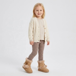 Bottes <span class=keywords><strong>de</strong></span> <span class=keywords><strong>neige</strong></span> hiver 2026 pour enfants, fourrées avec pompon et nœud, fermeture éclair latérale, pour petites filles, chaussures chaudes doublées en peluche pour enfants - Product Image 3