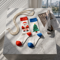 Chaussettes en coton unisexe populaires pour les fêtes de fin d'année, 200N, anti-transpiration, toutes saisons, à aiguille unique, taille unique, pour hommes et femmes