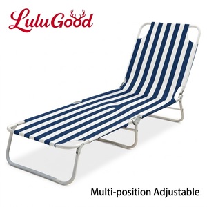 Chaise longue <span class=keywords><strong>de</strong></span> plage pliable avec imprimé homard - Chaise longue d'extérieur réglable avec rayures bleues et blanches - Chaise longue portable - Product Image 2