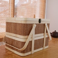 Panier en bambou tressé à la main, boîte cadeau chinoise pour mariages, remises de diplômes, ouvelles maisons, design rétro, compagnon pour les crabes, Zongzi, gâteau de lune